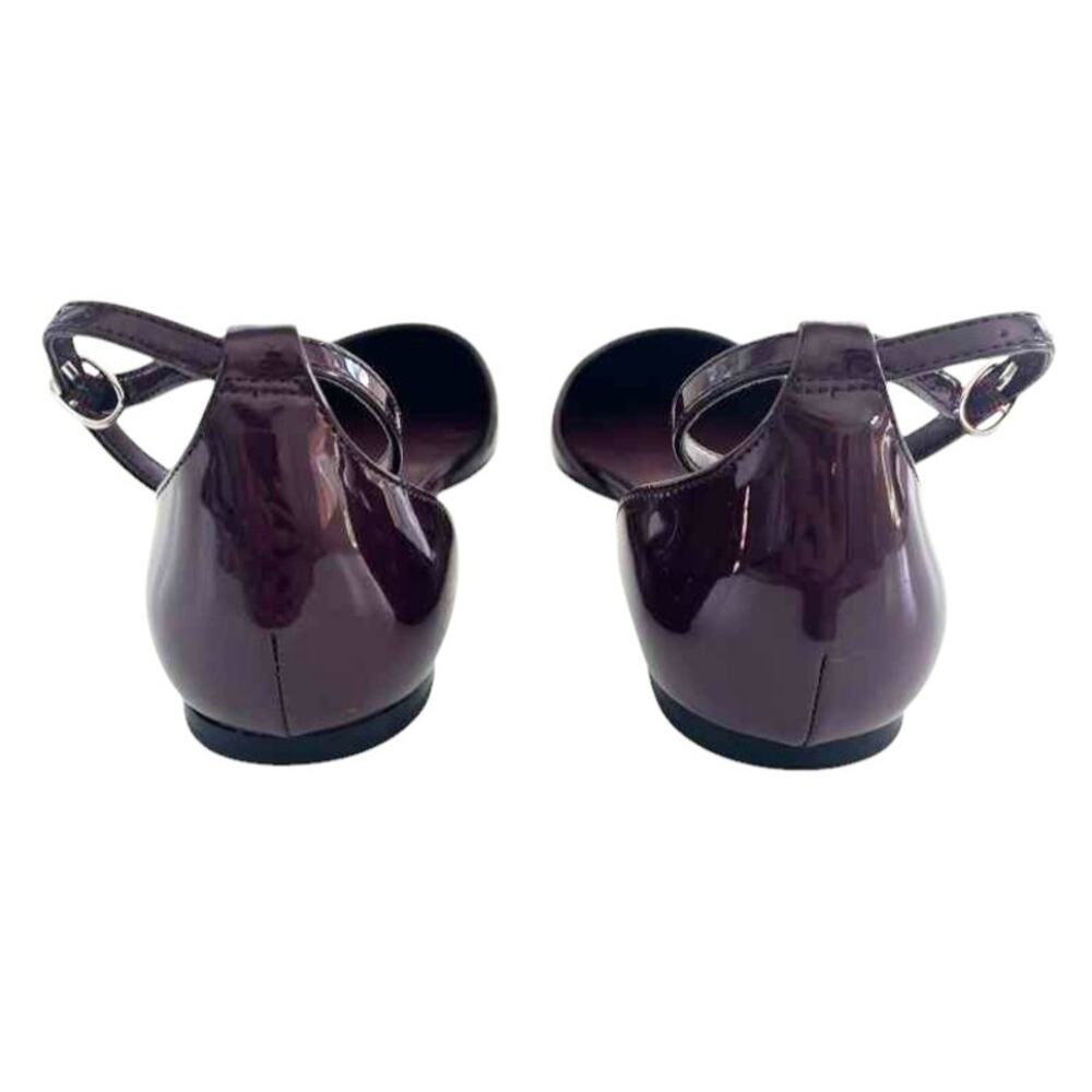 Calvin Klein Flats Size 9 Burgundy Patent Leather Ankle Strap Point Odeli Ballet - Picture 3 of 9